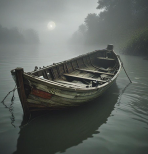 Incomplete description empty boat in still water